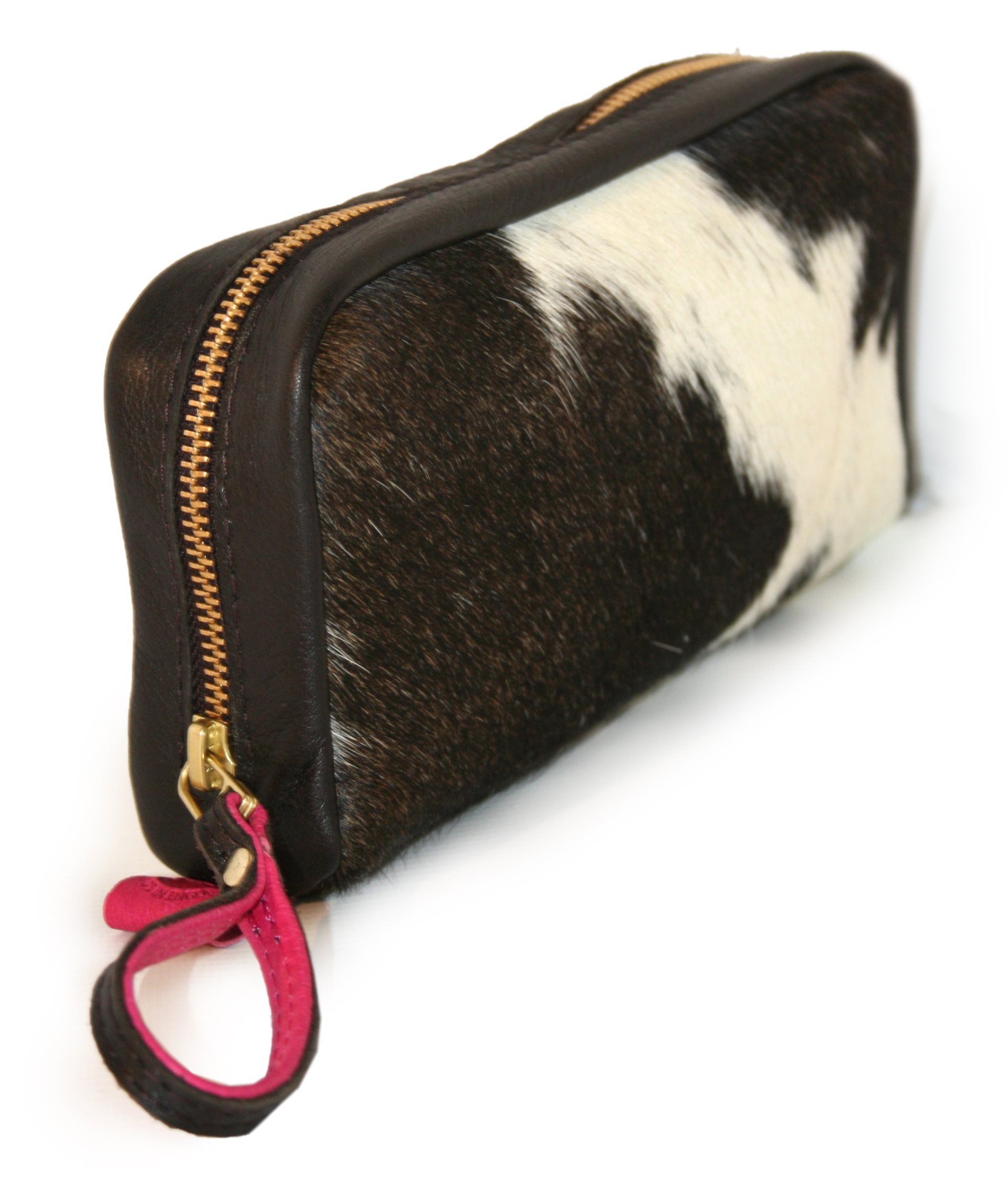Cow Hair Zipped Clutch with Card Pockets 